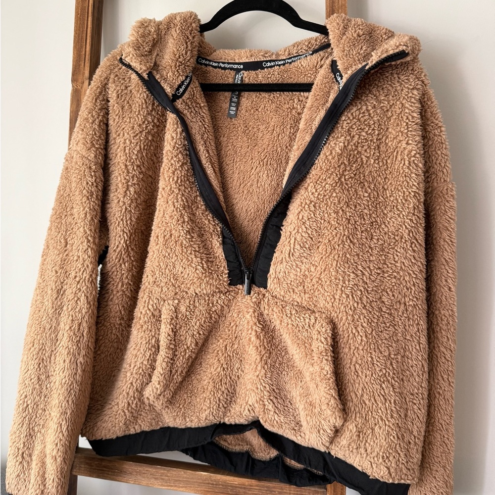 Calvin Klein Tan Teddy Jacket Plush Cozy Style